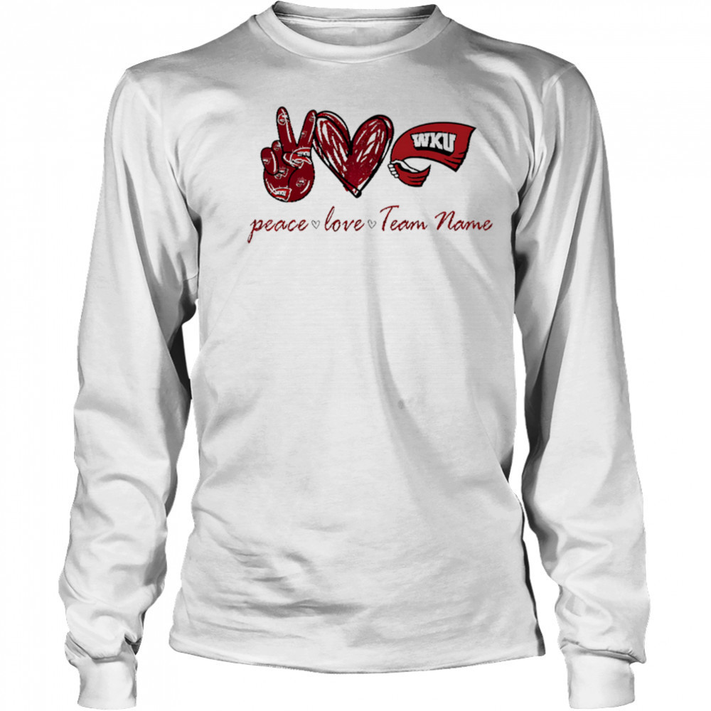 Custom western Kentucky hilltoppers peace love shirt Long Sleeved
