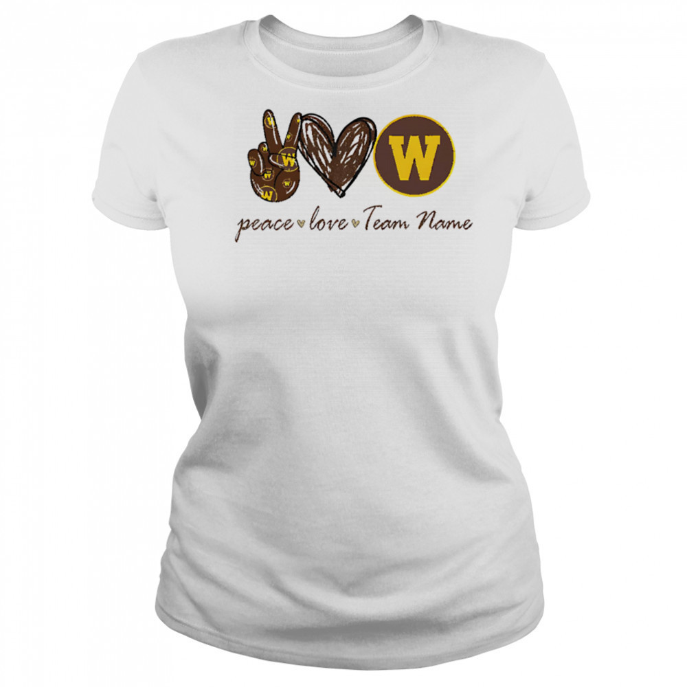 Customized western Michigan broncos peace love shirt Women's T-shirt