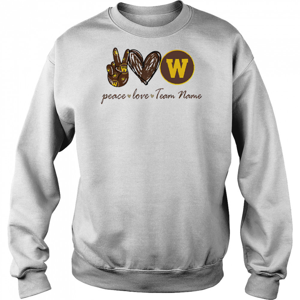 Customized western Michigan broncos peace love shirt Sweatshirt
