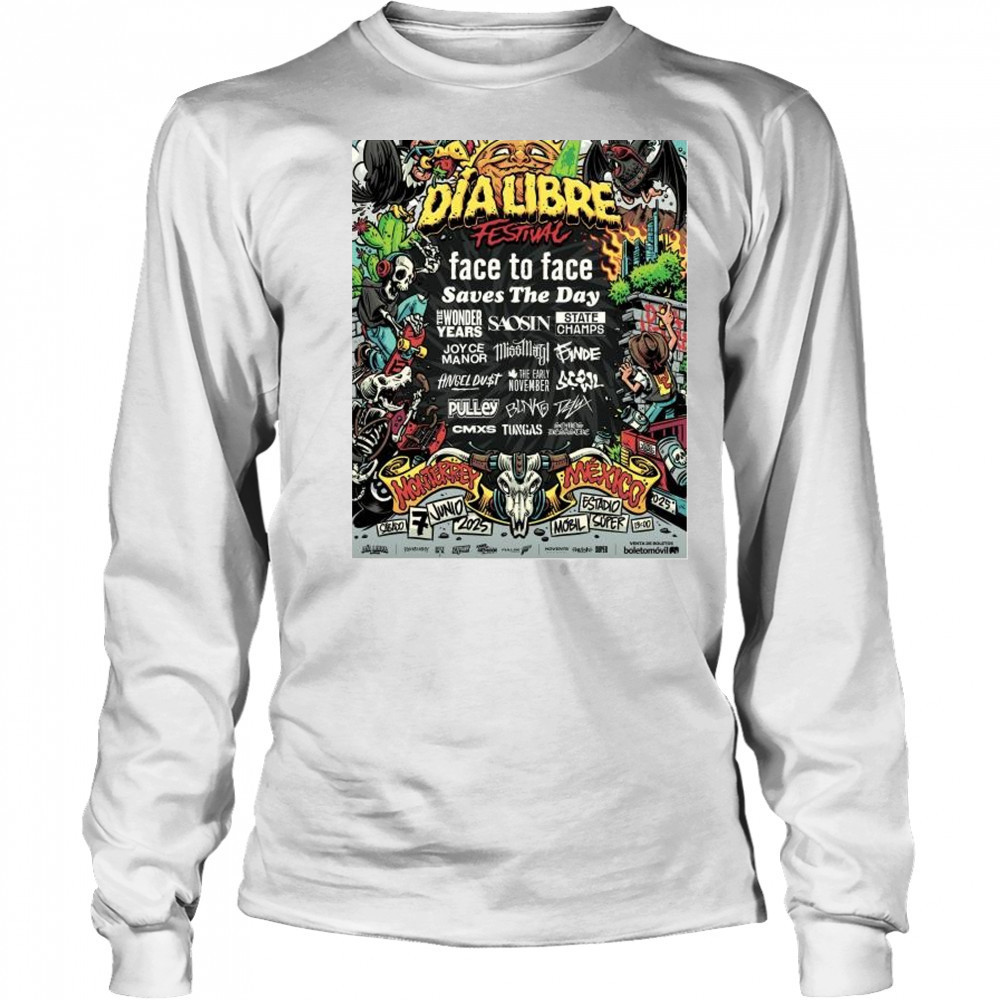 Joyce Manor Dialibre Festival Face To Face Saves The Day 2025 Mexico t-shirt Long Sleeved