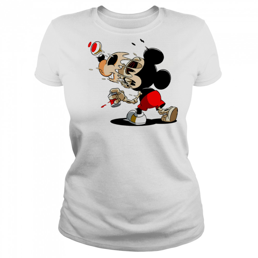 Melting Mickey Mouse Skeleton Street Art Cartoon Graphic shirt Women's T-shirt