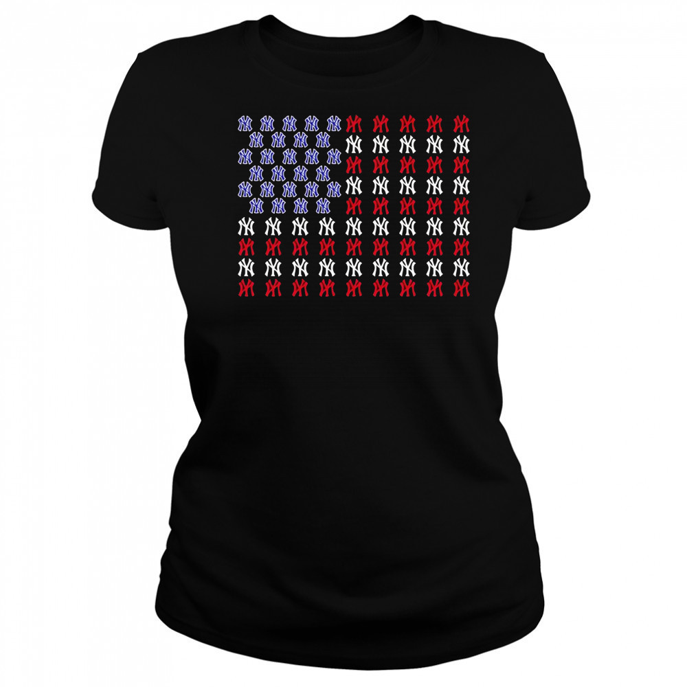 Memorial Day and the 4th of July American flag New York Yankees logo shirt Women's T-shirt
