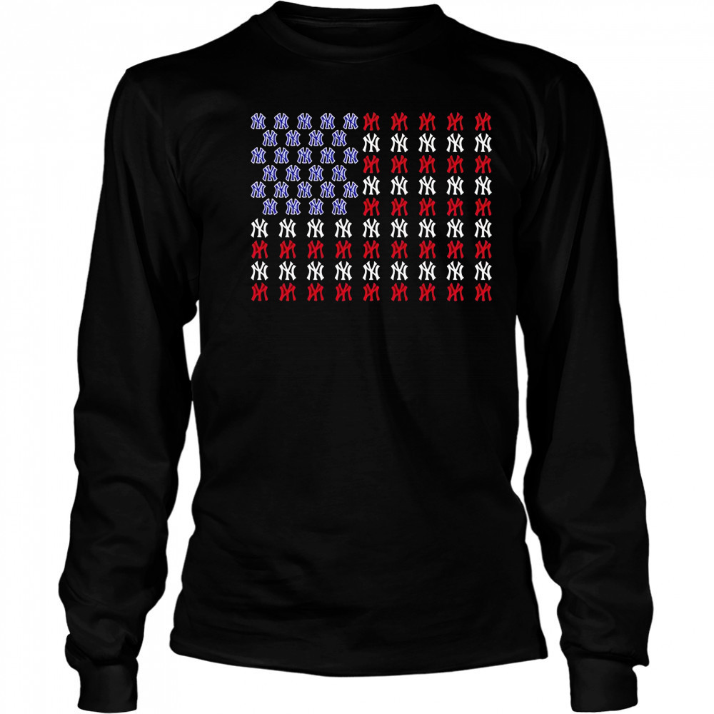 Memorial Day and the 4th of July American flag New York Yankees logo shirt Long Sleeved