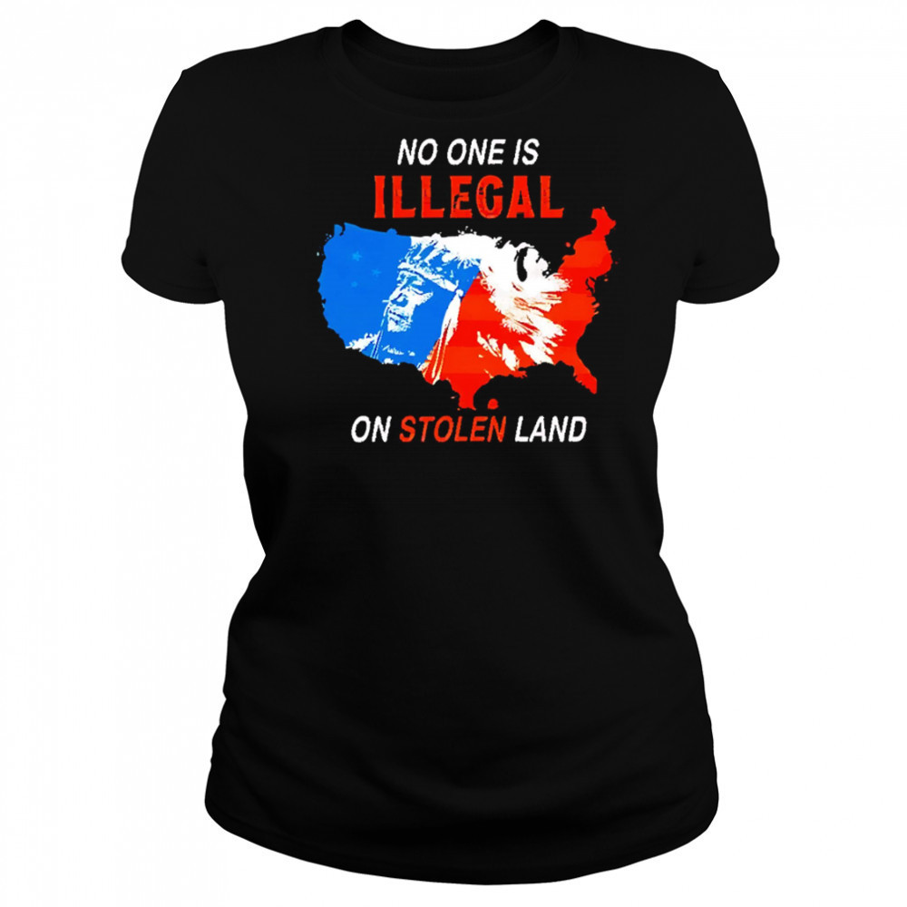 No One Is Illegal On Stolen Land map usa shirt Women's T-shirt