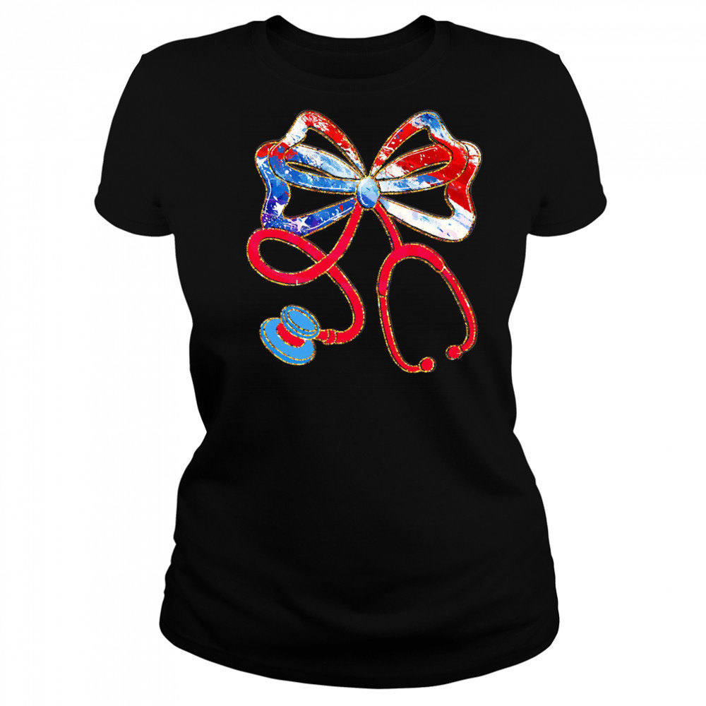Patriotic Nurse Bow Stethoscope shirt Women's T-shirt