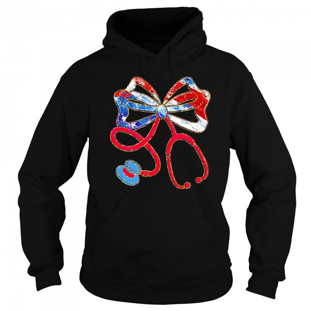 Patriotic Nurse Bow Stethoscope shirt Hoodie