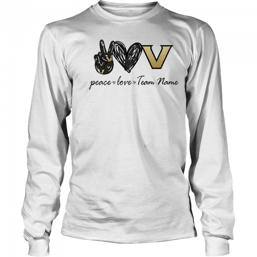 Personalized vanderbilt commodores peace love shirt Long Sleeved