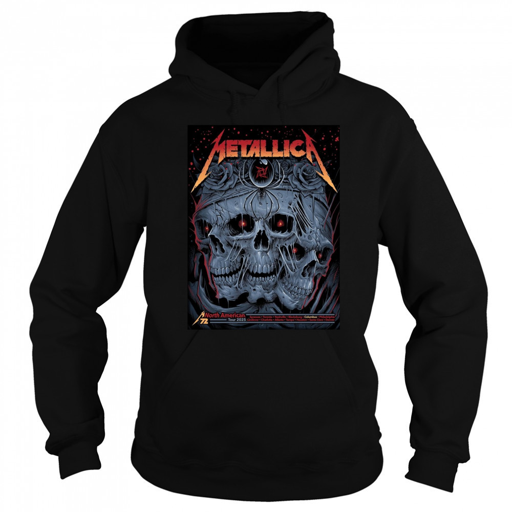 Poster Metallica North American Tour Syracuse Toronto Nashville Blacksburg Columbus Philadelphia 2025 t-shirt Hoodie