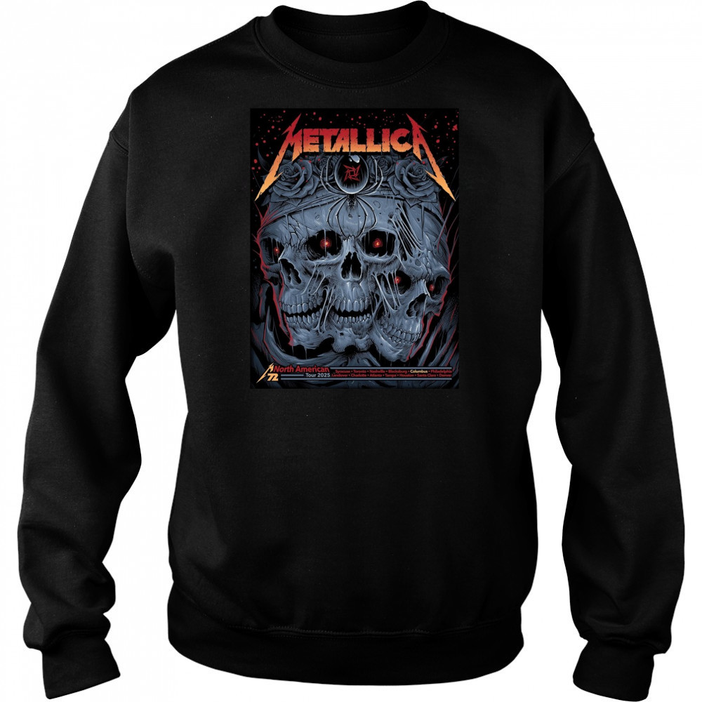 Poster Metallica North American Tour Syracuse Toronto Nashville Blacksburg Columbus Philadelphia 2025 t-shirt Sweatshirt