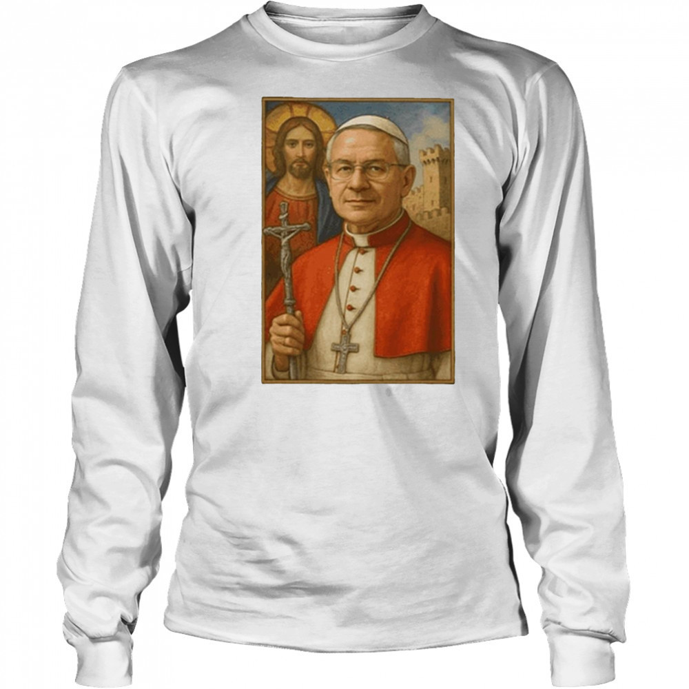 Poster Robert Prevost Pope Leo XIV First American Pope Retro t-shirt Long Sleeved