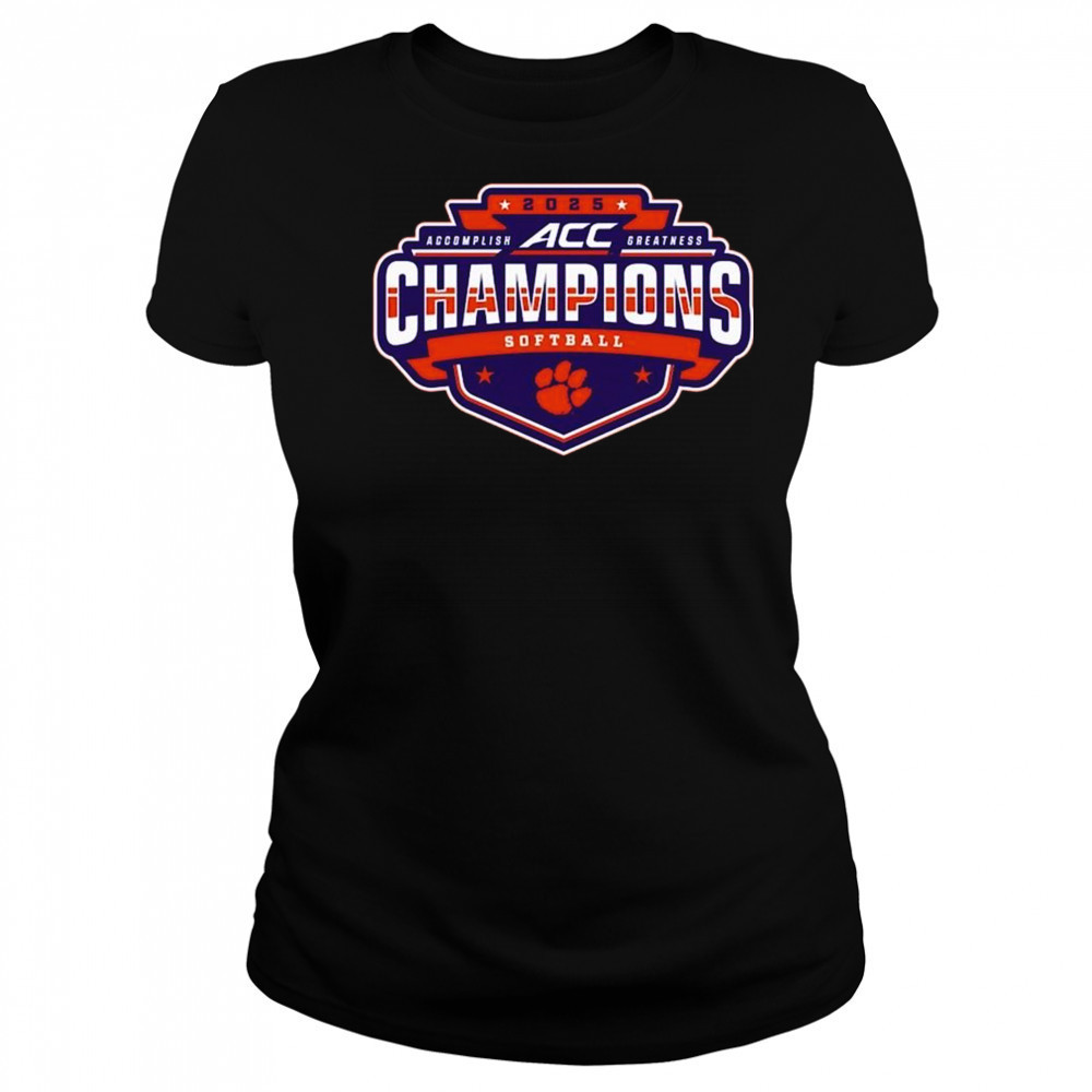 2025 Clemson Tigers ACC Accomplish Greatness Softball Conference Tournament Champions Locker Room t-shirt Women's T-shirt