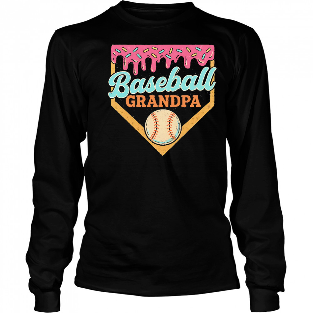 Baseball grandpa ice cream drip shirt Long Sleeved