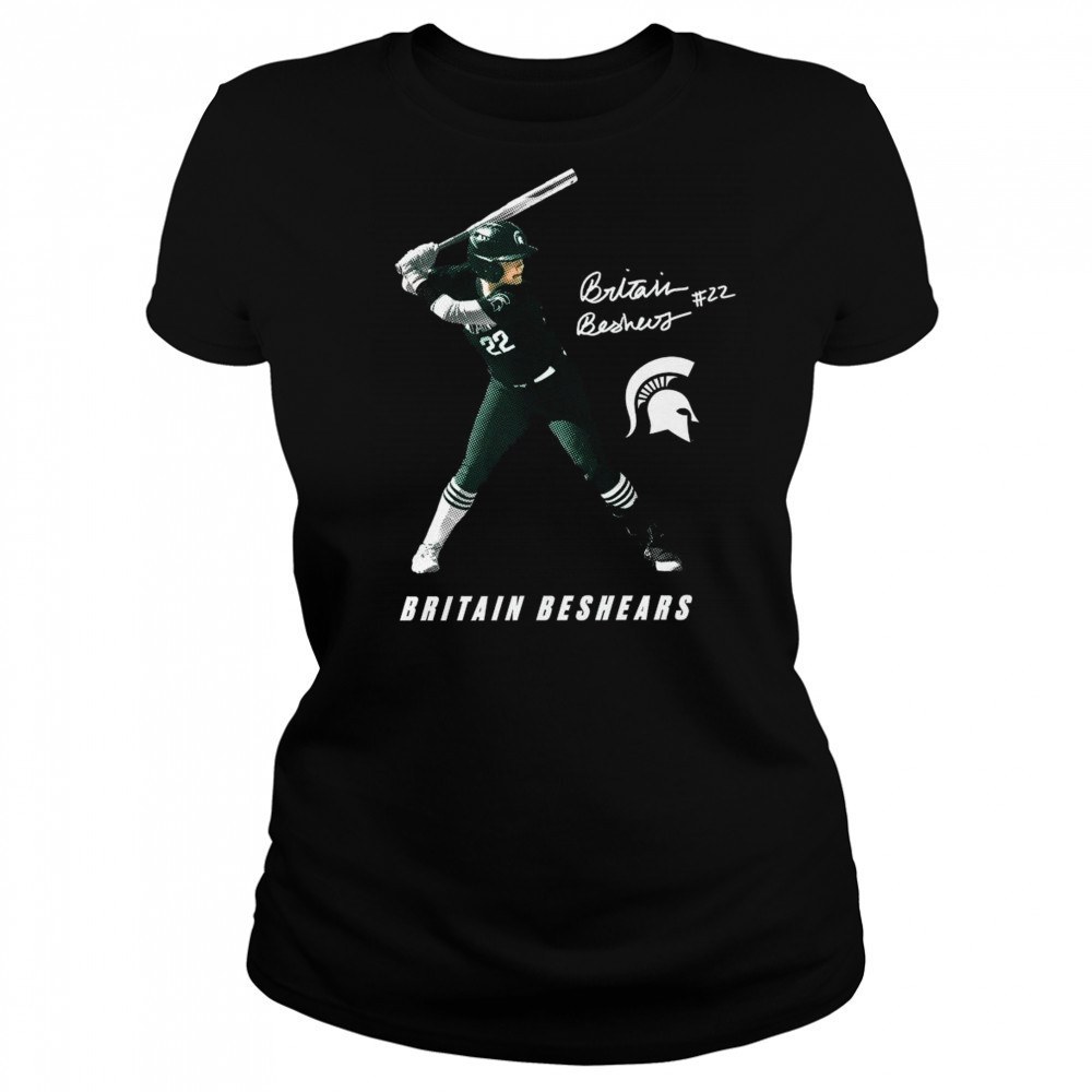 Britain Beshears 22 Michigan State Spartans Softball NCAA Division I 2025 Portrait Signature t-shirt Women's T-shirt