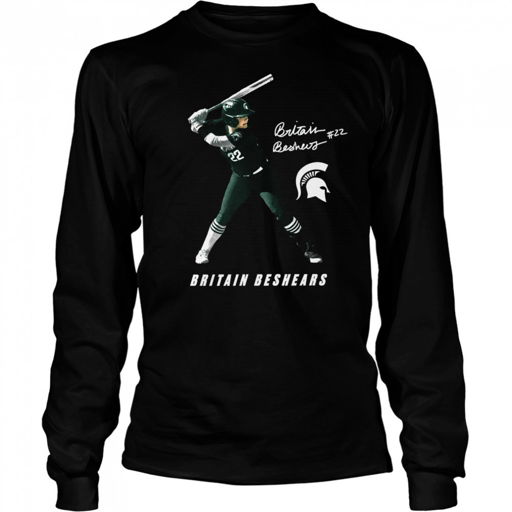 Britain Beshears 22 Michigan State Spartans Softball NCAA Division I 2025 Portrait Signature t-shirt Long Sleeved