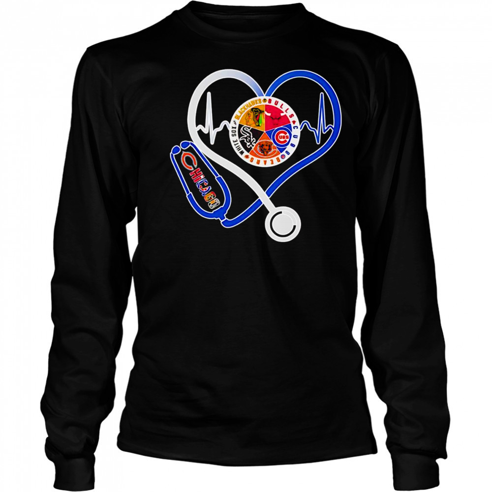 Chicago sports heart stethoscope shirt Long Sleeved