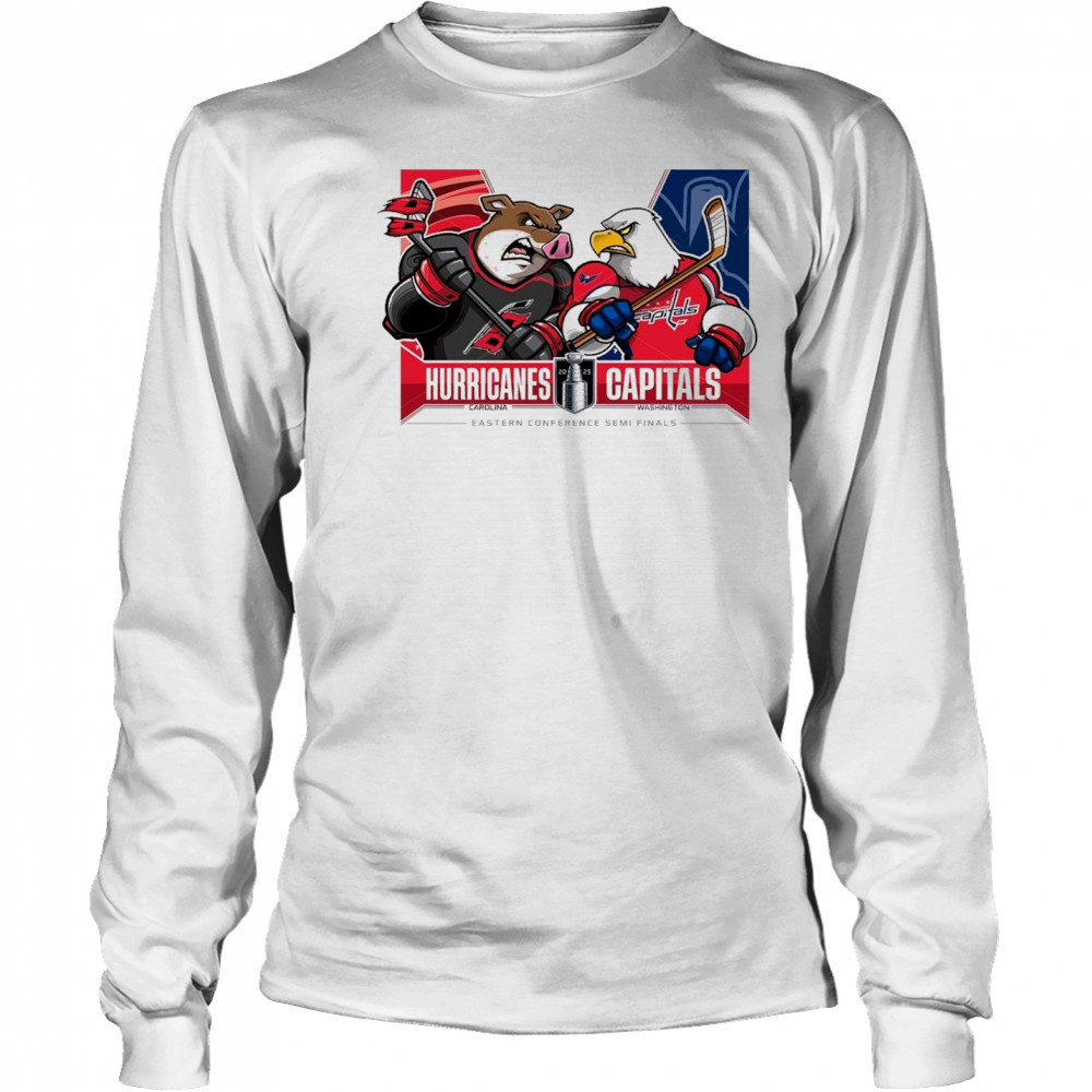 Dallas Stars Vs Carolina Hurricanes 2025 2nd Round Matchups Eastern Conference Semi Finals Mascot t-shirt Long Sleeved