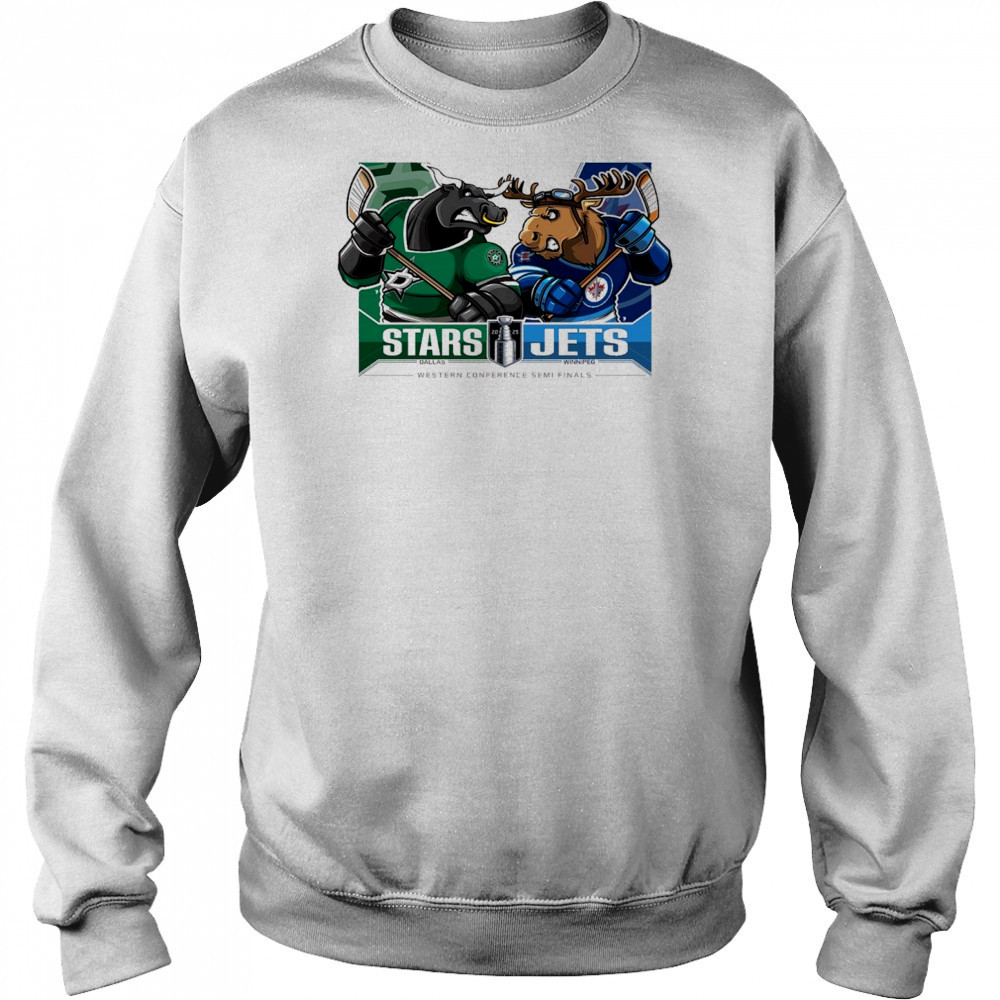 Dallas Stars Vs Winnipeg Jets 2025 2nd Round Matchups Western Conference Semi Finals Mascot t-shirt Sweatshirt