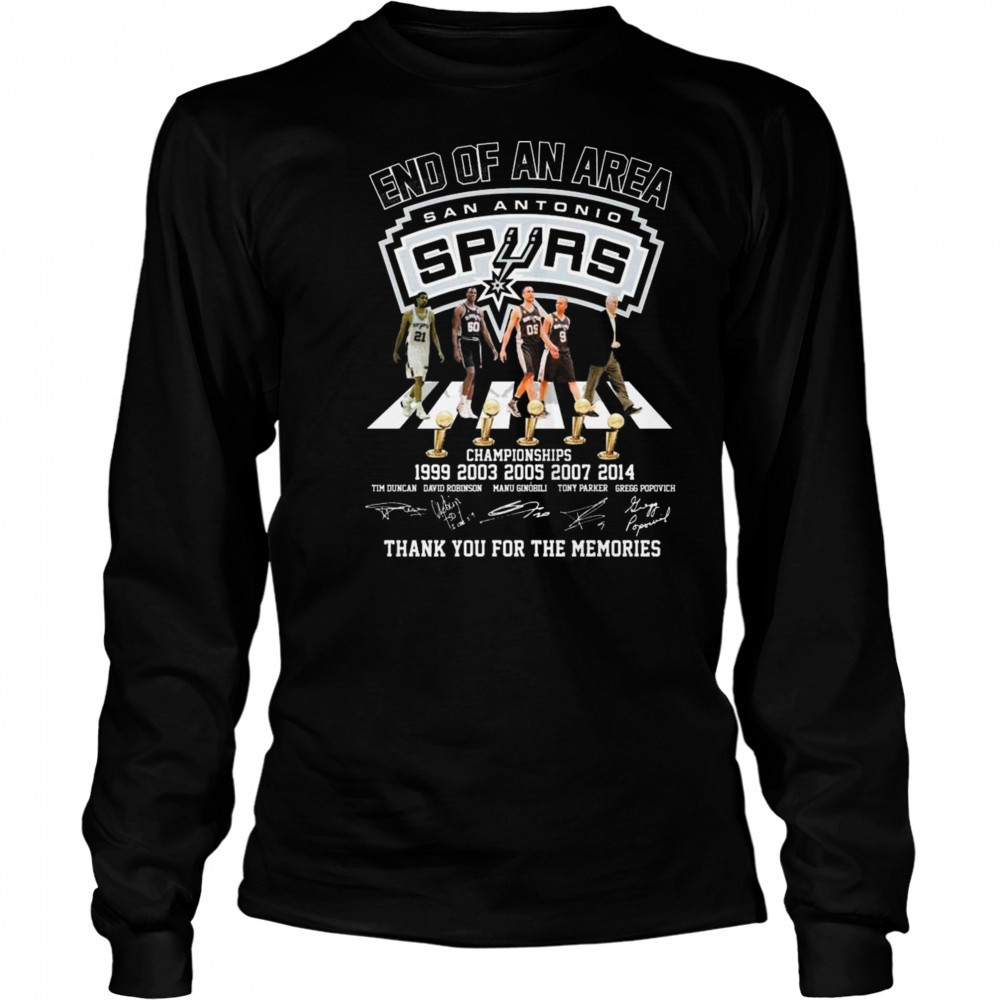 End Of An Area San Antonio Spurs Thank You For The Memories Walking Signature Shirt Long Sleeved