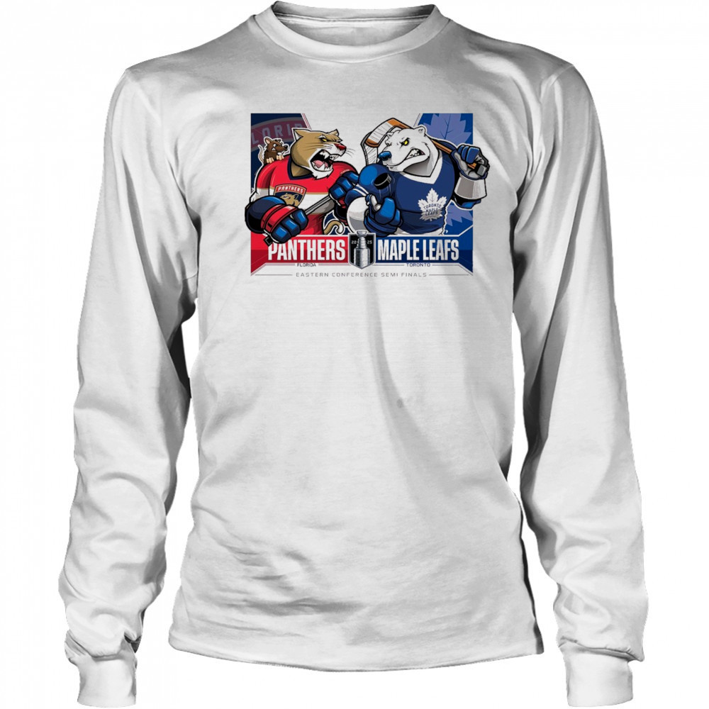 Florida Panthers Vs Toronto Maple Leafs 2025 2nd Round Matchups Eastern Conference Semi Finals Mascot t-shirt Long Sleeved