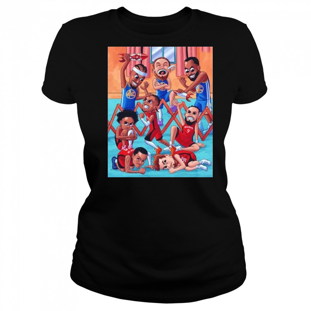 Golden State Warriors victory Houston Rockets 2025 NBA Playoffs cartoon shirt Women's T-shirt