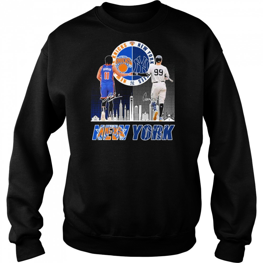 Jalen Brunson X Aaron Judge New York Knicks New York Yankees Signatures T-shirt Sweatshirt