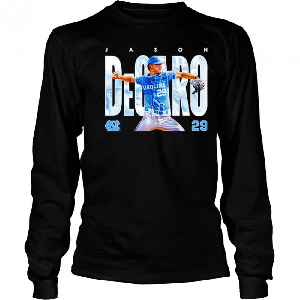 Jason DeCaro 29 North Carolina Tar Heels baseball shirt Long Sleeved