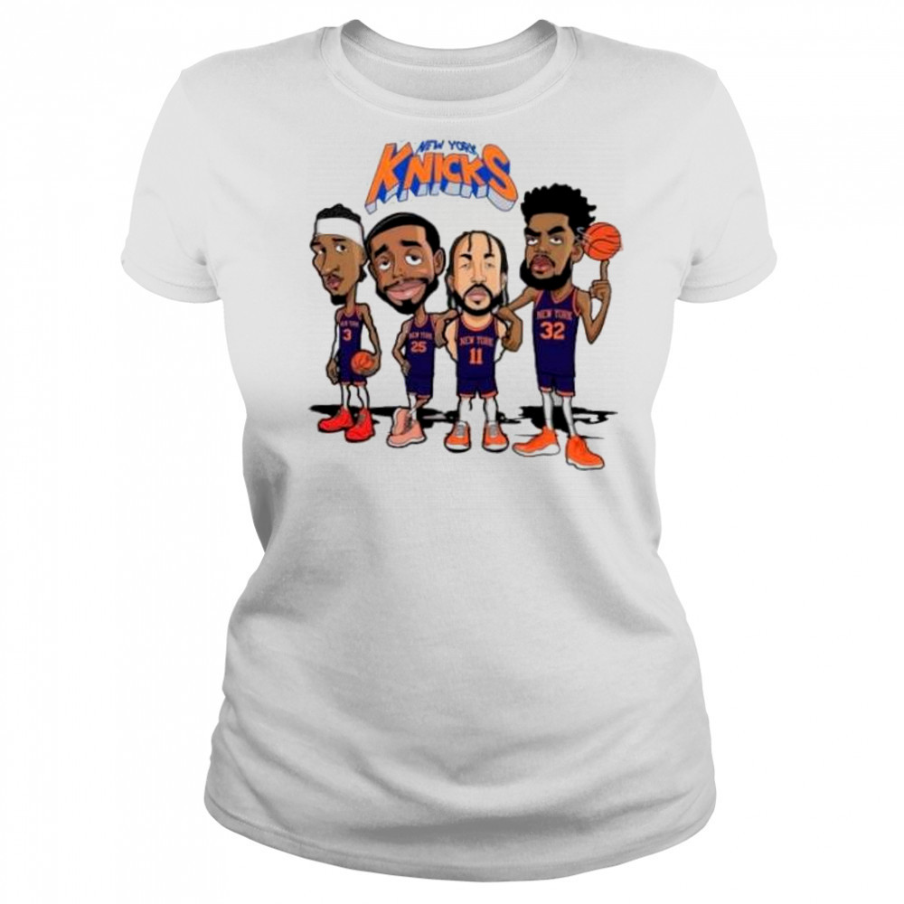 New York Knicks Josh Hart Mikal Bridges Jalen Brunson and Karl-Anthony Towns cartoon shirt Women's T-shirt