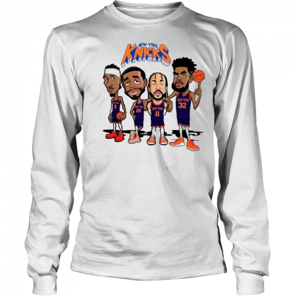 New York Knicks Josh Hart Mikal Bridges Jalen Brunson and Karl-Anthony Towns cartoon shirt Long Sleeved
