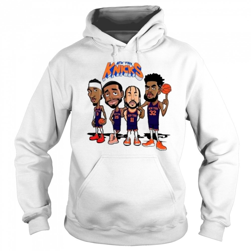 New York Knicks Josh Hart Mikal Bridges Jalen Brunson and Karl-Anthony Towns cartoon shirt Hoodie