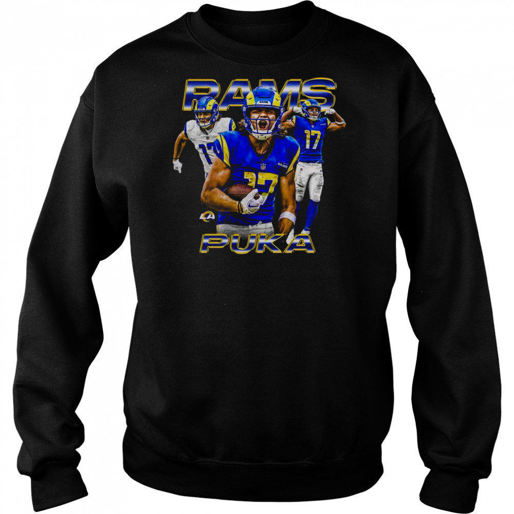 Official Puka Nacua Black Los Angeles Rams Notorious Player T-Shirt Sweatshirt