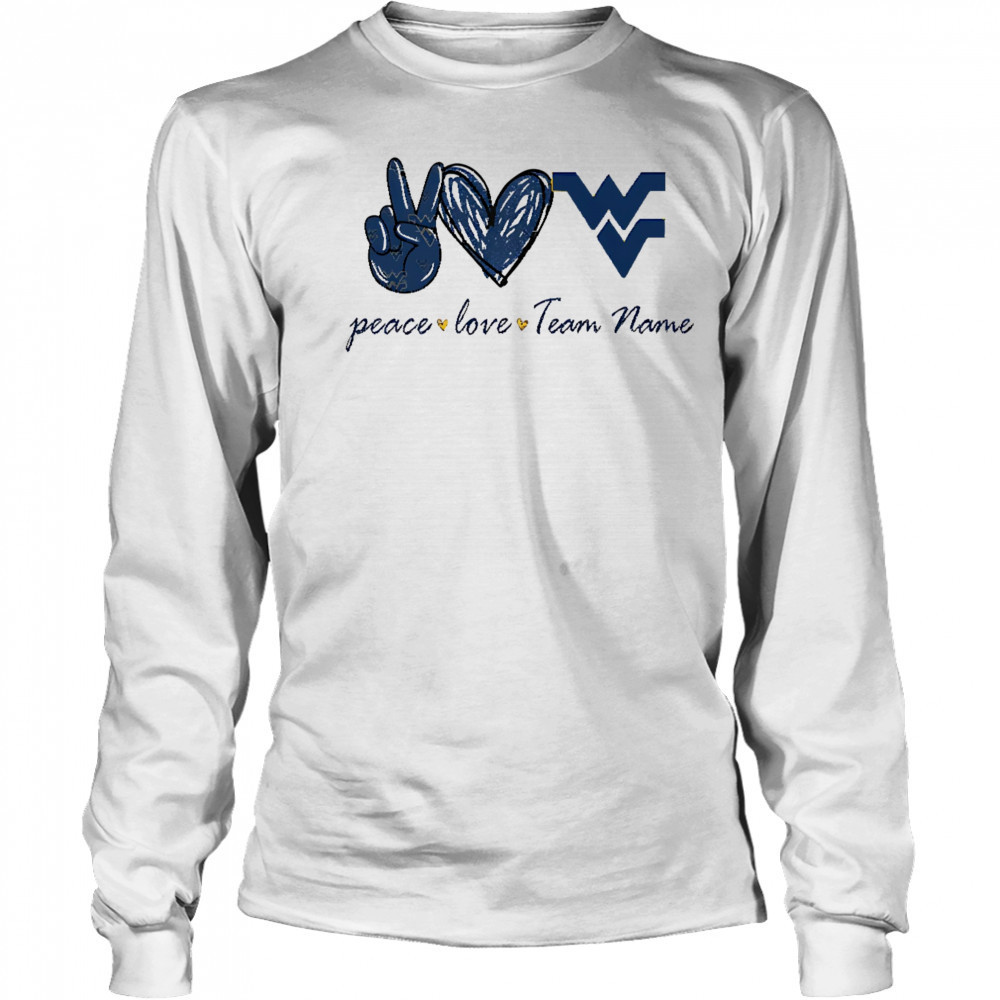 Personalized west Virginia mountaineers peace love shirt Long Sleeved