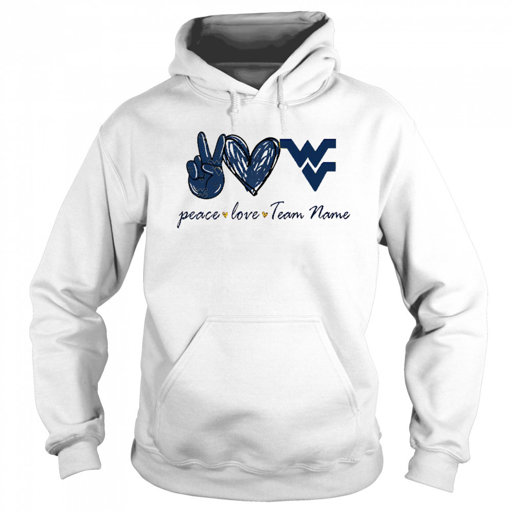 Personalized west Virginia mountaineers peace love shirt Hoodie