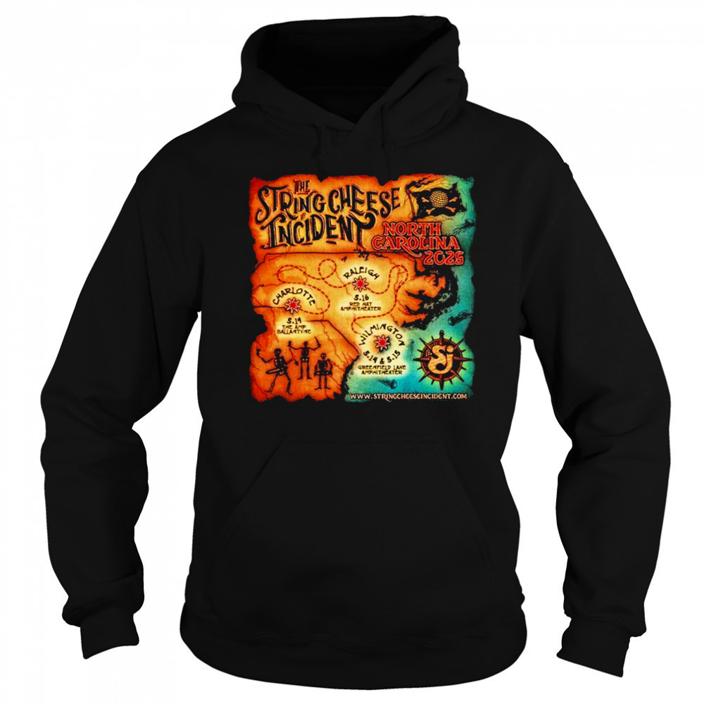The String Cheese Incident North Carolina 2025 Tour Pirate Map Dates T-shirt Hoodie
