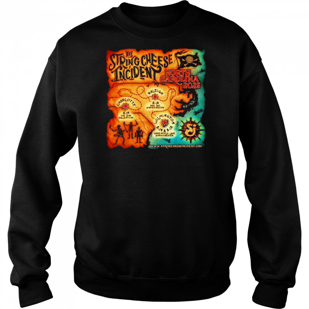 The String Cheese Incident North Carolina 2025 Tour Pirate Map Dates T-shirt Sweatshirt