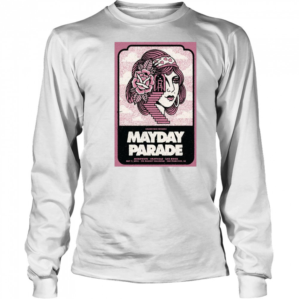 Three Cheers For 20 Years Tour Mayday Parade Microwave Grayscale Like Roses June 6 2025 Shirt Long Sleeved