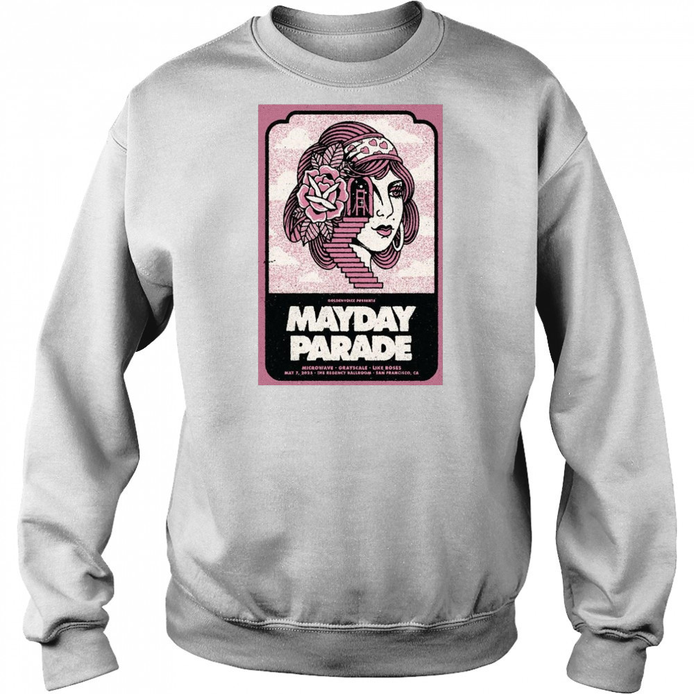Three Cheers For 20 Years Tour Mayday Parade Microwave Grayscale Like Roses June 6 2025 Shirt Sweatshirt