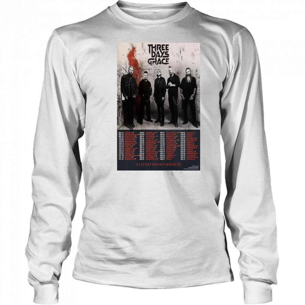 Three Days Grace ALIENATION Out August 22 Tour t-shirt Long Sleeved