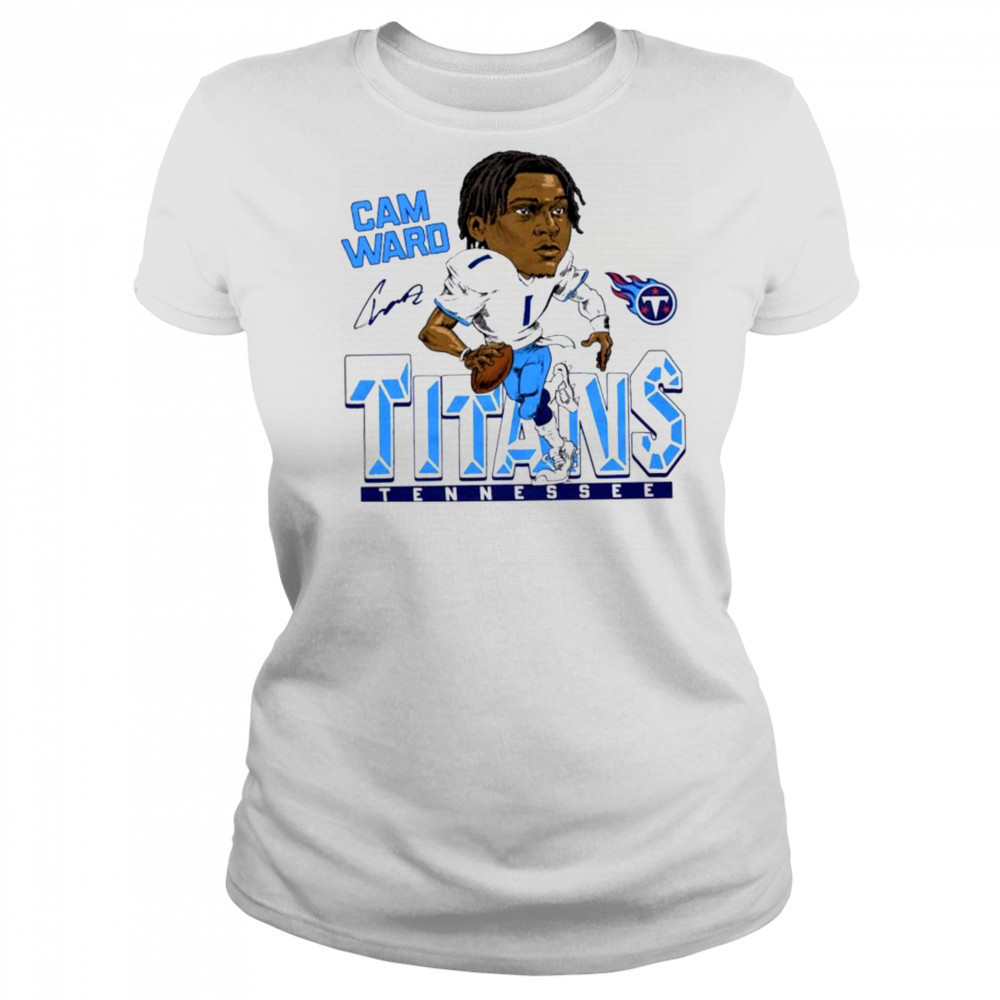 Cameron Ward Tennessee Titans Homage 2025 NFL Draft Caricature Player Graphic Tri Blend T Shirt Women's T-shirt