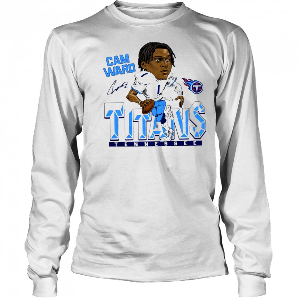 Cameron Ward Tennessee Titans Homage 2025 NFL Draft Caricature Player Graphic Tri Blend T Shirt Long Sleeved
