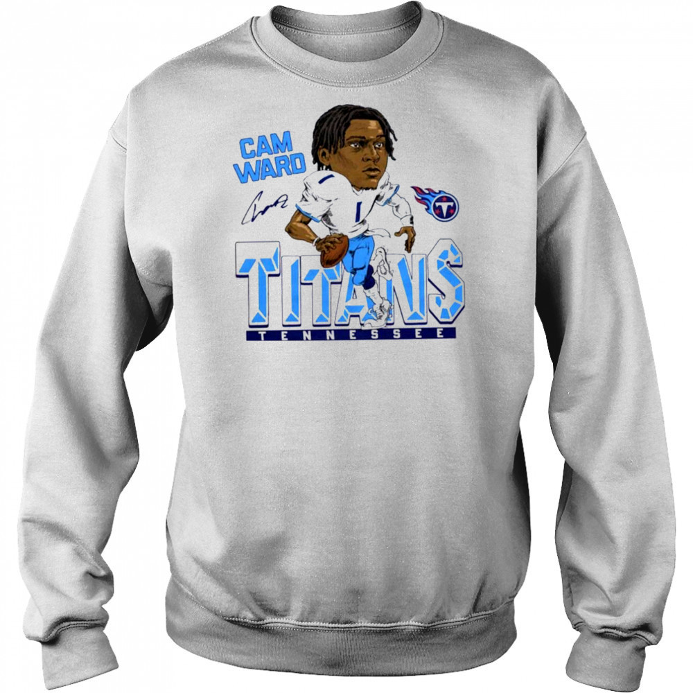 Cameron Ward Tennessee Titans Homage 2025 NFL Draft Caricature Player Graphic Tri Blend T Shirt Sweatshirt
