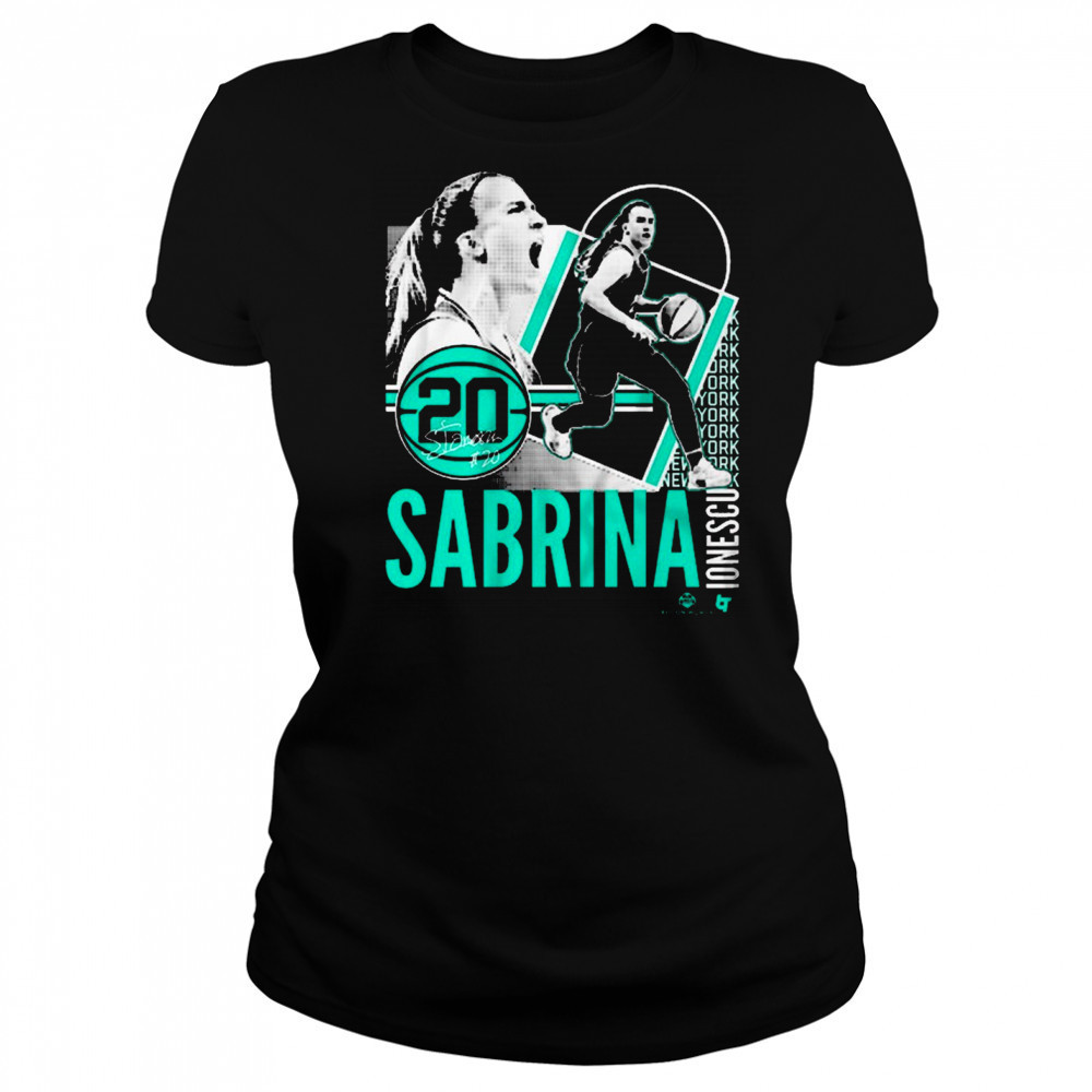 Sabrina Ionescu 20 New York Liberty Basketball Collage Frame Signature t-shirt Women's T-shirt