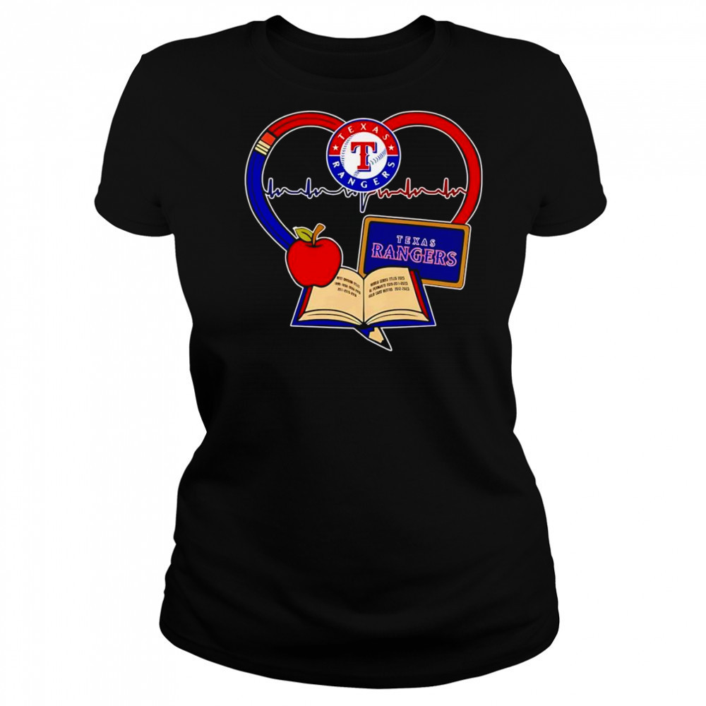Teacher pencil apple heart Texas Rangers shirt Women's T-shirt
