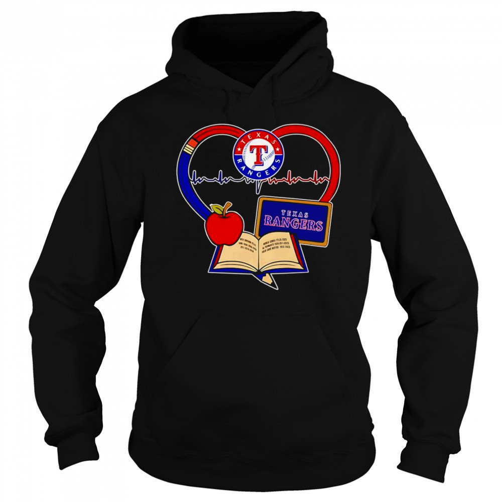 Teacher pencil apple heart Texas Rangers shirt Hoodie