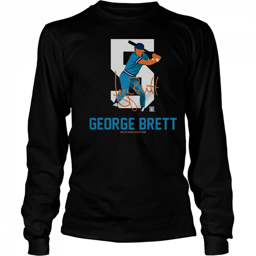 Teambrown George Brett Baseball Hall Of Fame Member Signature T-Shirt Long Sleeved