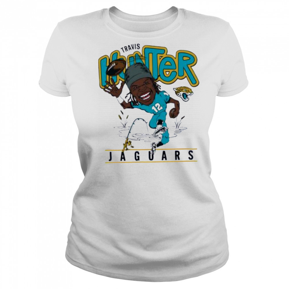 Travis Hunter Jacksonville Jaguars Homage 2025 NFL Draft Caricature Player Graphic Tri Blend T Shirt Women's T-shirt