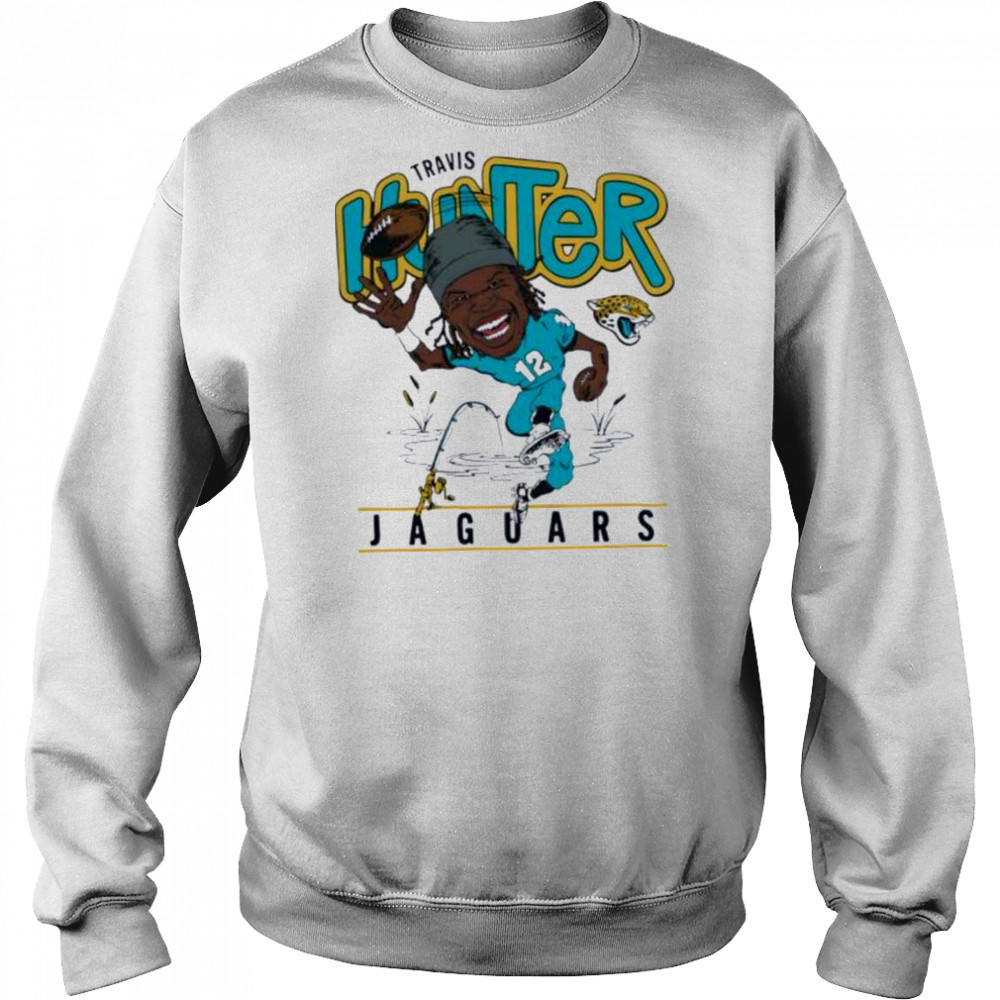 Travis Hunter Jacksonville Jaguars Homage 2025 NFL Draft Caricature Player Graphic Tri Blend T Shirt Sweatshirt