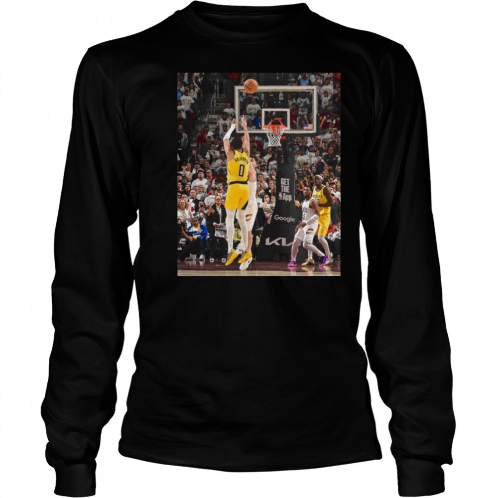 Tyrese Haliburton Indiana Pacers 2025 NBA Game Frames T Shirt Long Sleeved