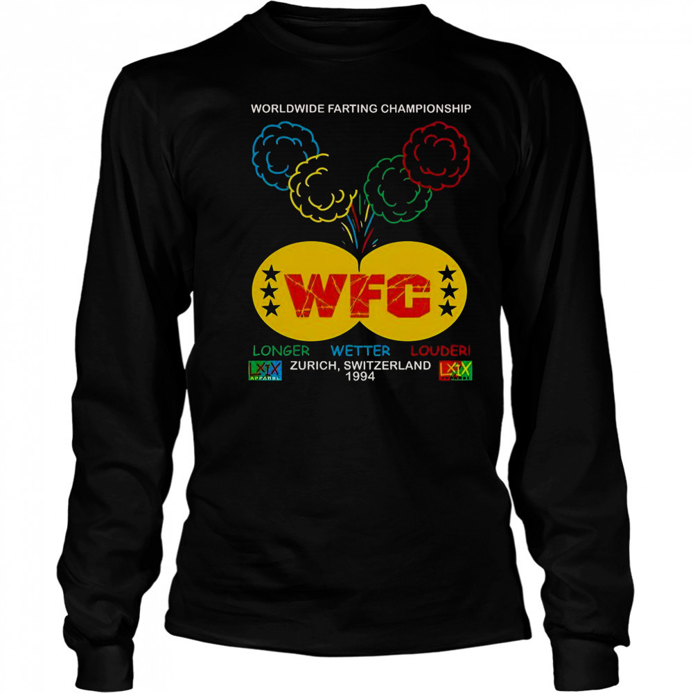 WFC Worldwide Farting Championship Zurich Switzerland Brian Robert Jones 1994 T-Shirt Long Sleeved