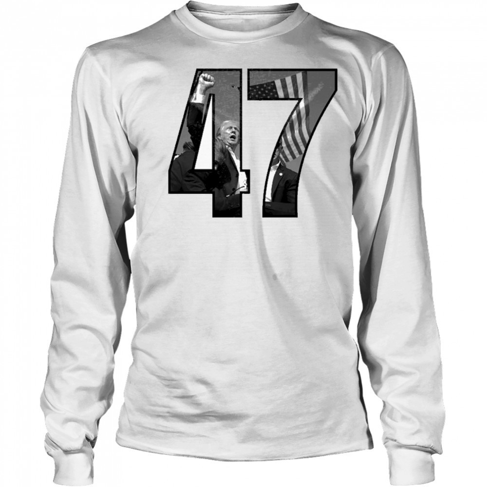 Charlie Kirk Trump 47 Fighting T-shirt Long Sleeved