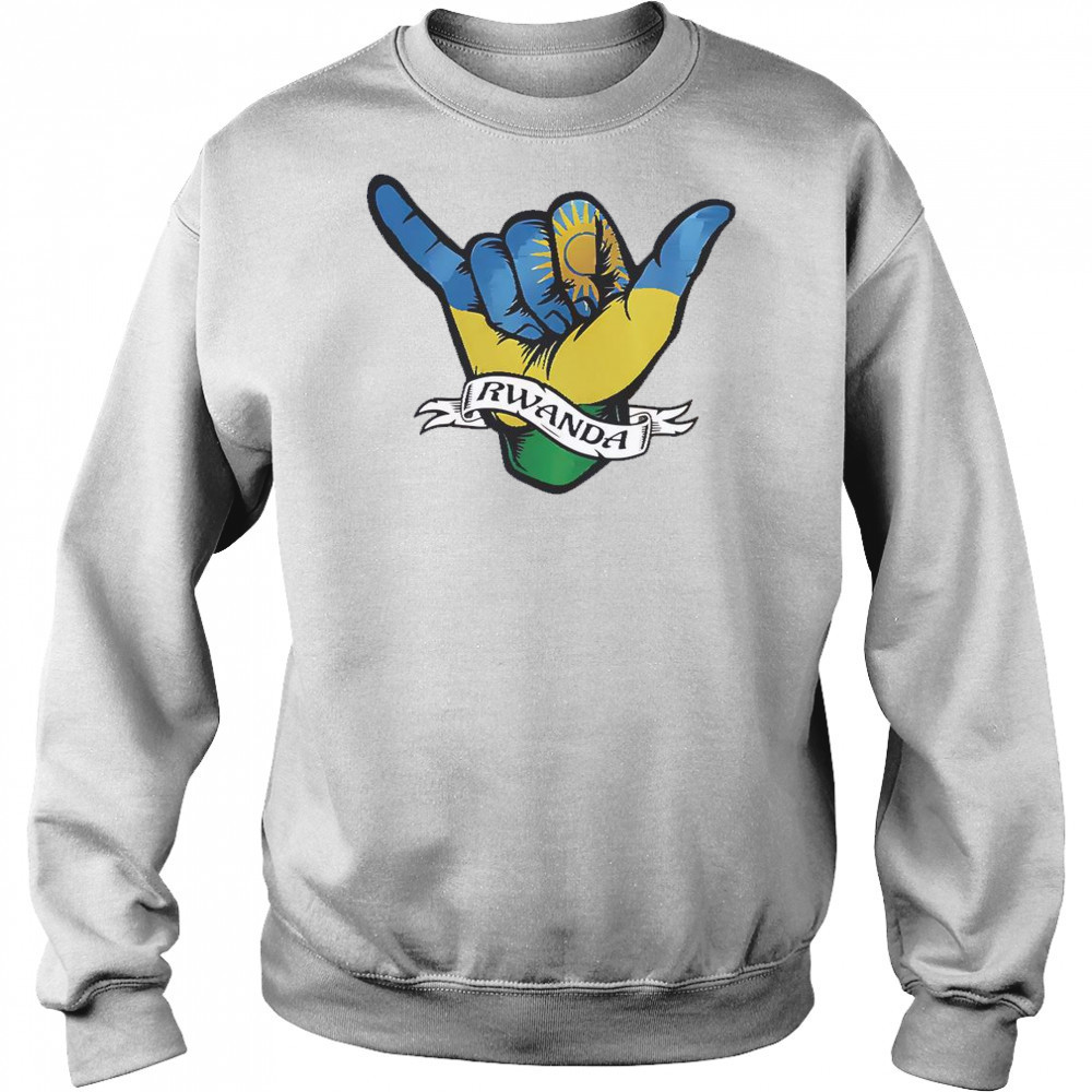 Rwanda Flag Shaka Hand Symbol T-Shirt Sweatshirt